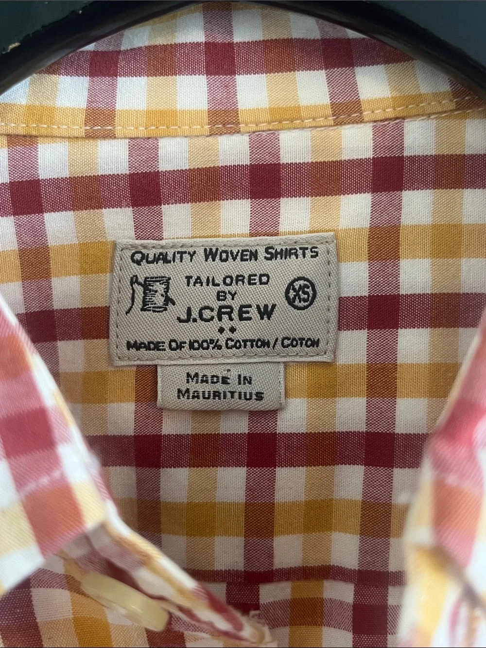 J. Crew Yellow and Red Plaid Cotton Button-Down Shirt Preppy Coastal Old Money